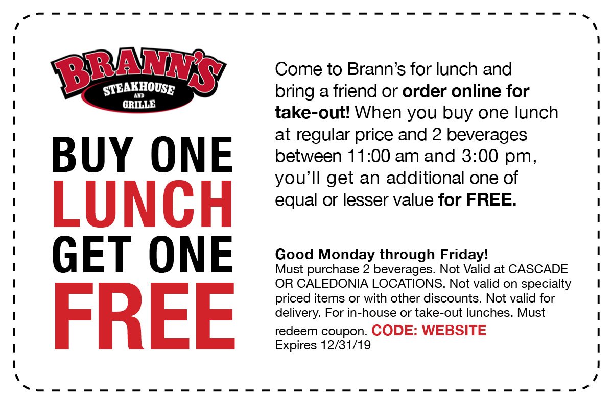 Coupons Brann's Steakhouse & Sports Grille